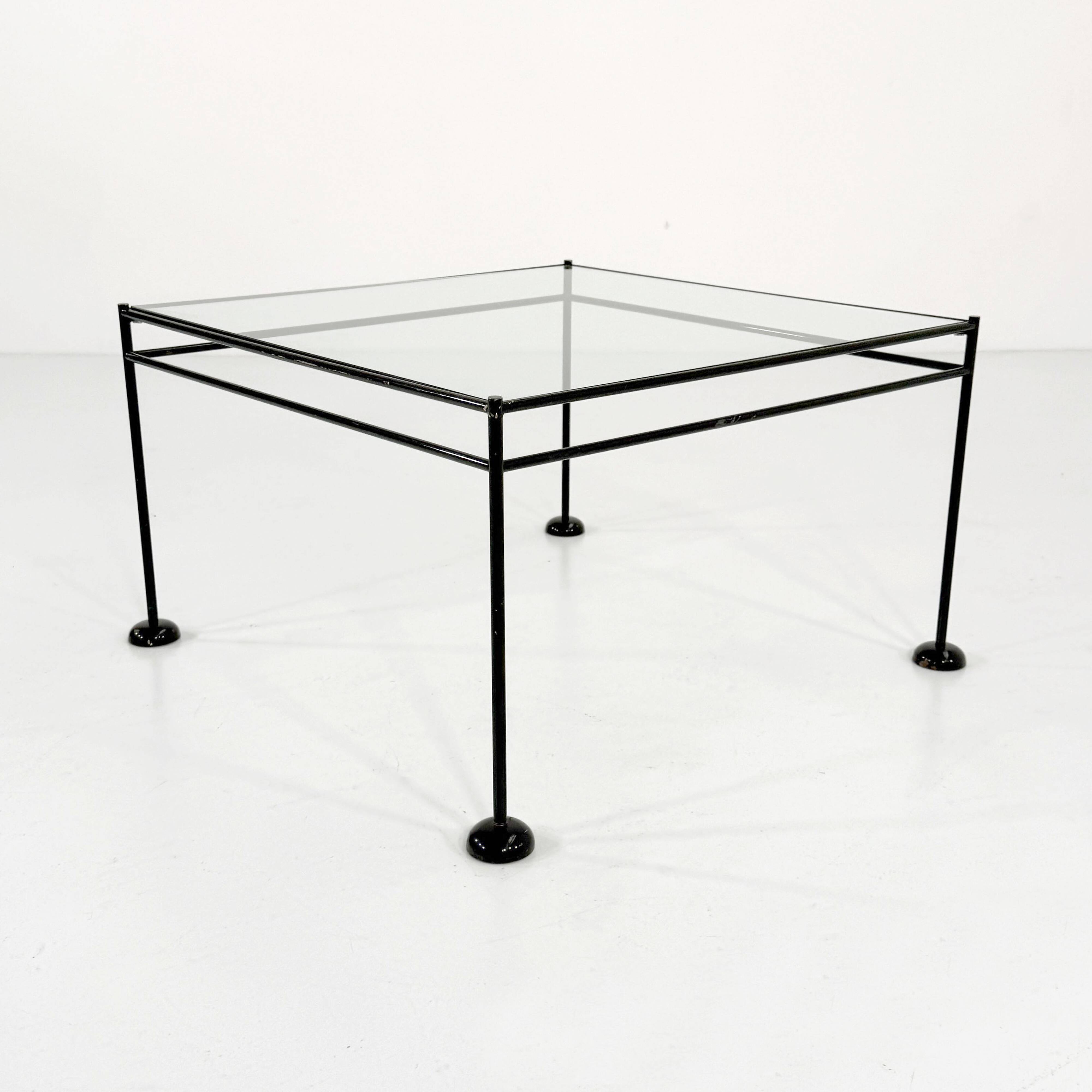 Postmodern light blue glass and metal coffee table by gamma, 1980