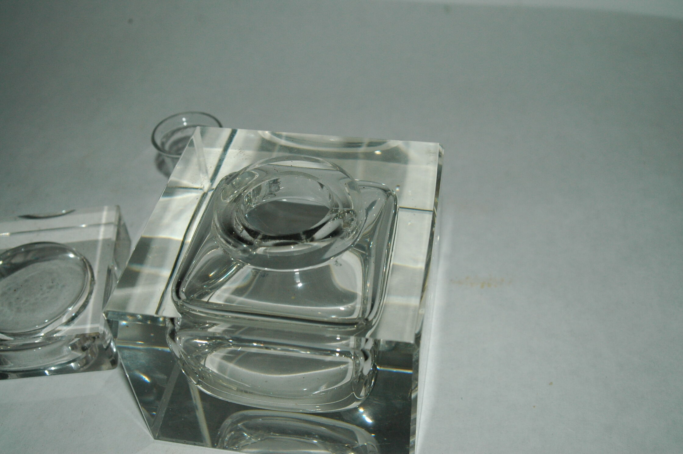 Art-deco crystal czech inkwell