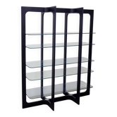 Wood and glass bookcase/display cabinet attributed to Bernini, 1970s.