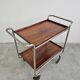 Bauhaus bar cart in walnut root veneer and steel