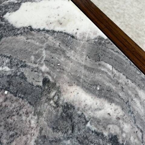 XL Midcentury modern coffee table in metal, rosewood and Arabescato marble, Italy, 1970.
