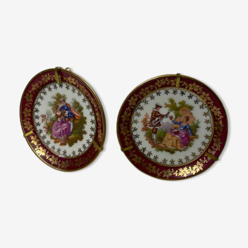 Pair of miniature plates of limoge porcelain and gold