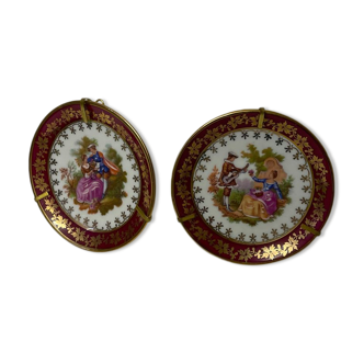 Pair of miniature plates of limoge porcelain and gold