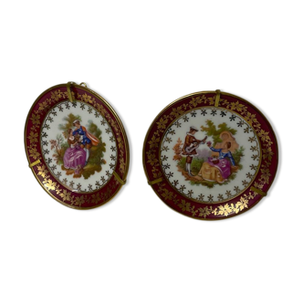 Pair d'assiettes miniatures porcelaine de limoge et or