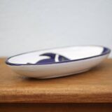 Plat céramique vintage, plat ovale bleu et blanc motifs poisson, made in italy