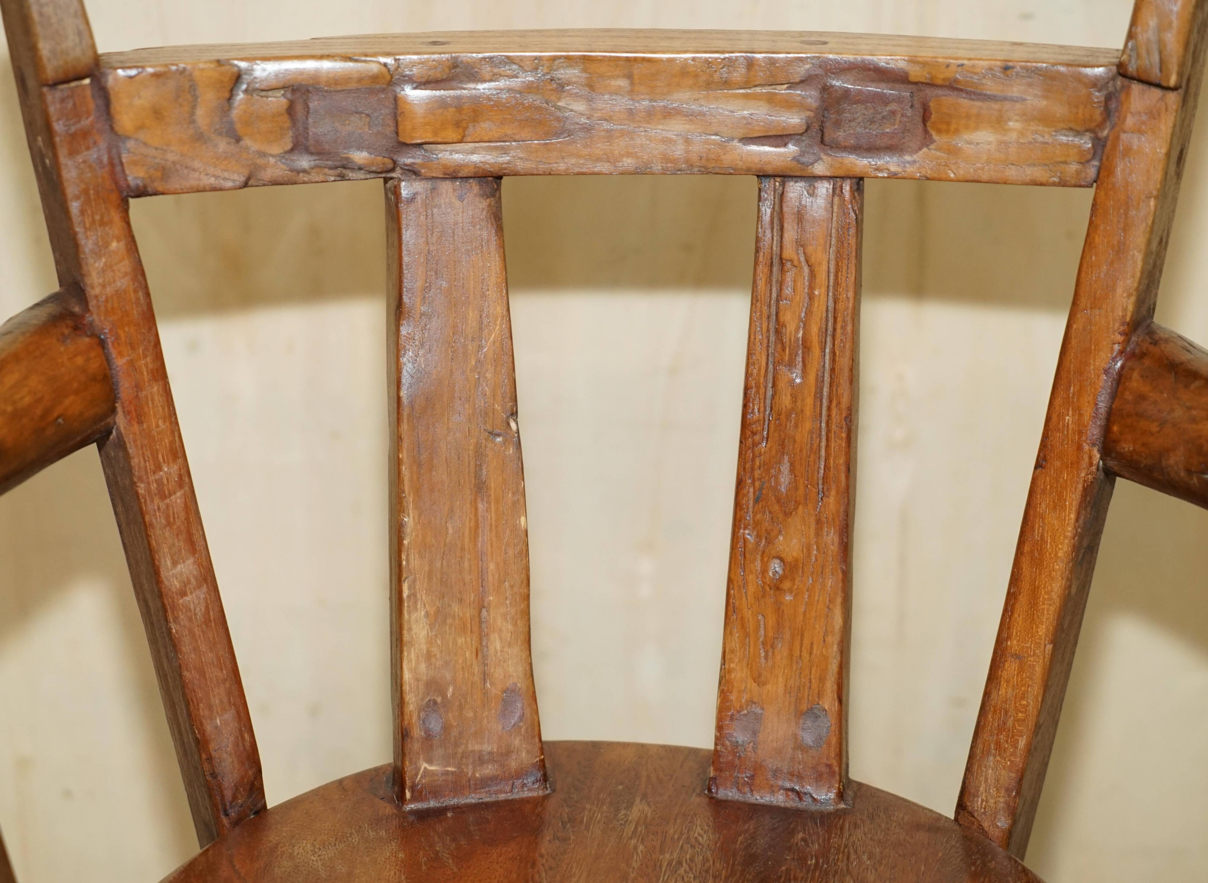Antique captain's swivel chair on a draft horse wheel from around 1760.