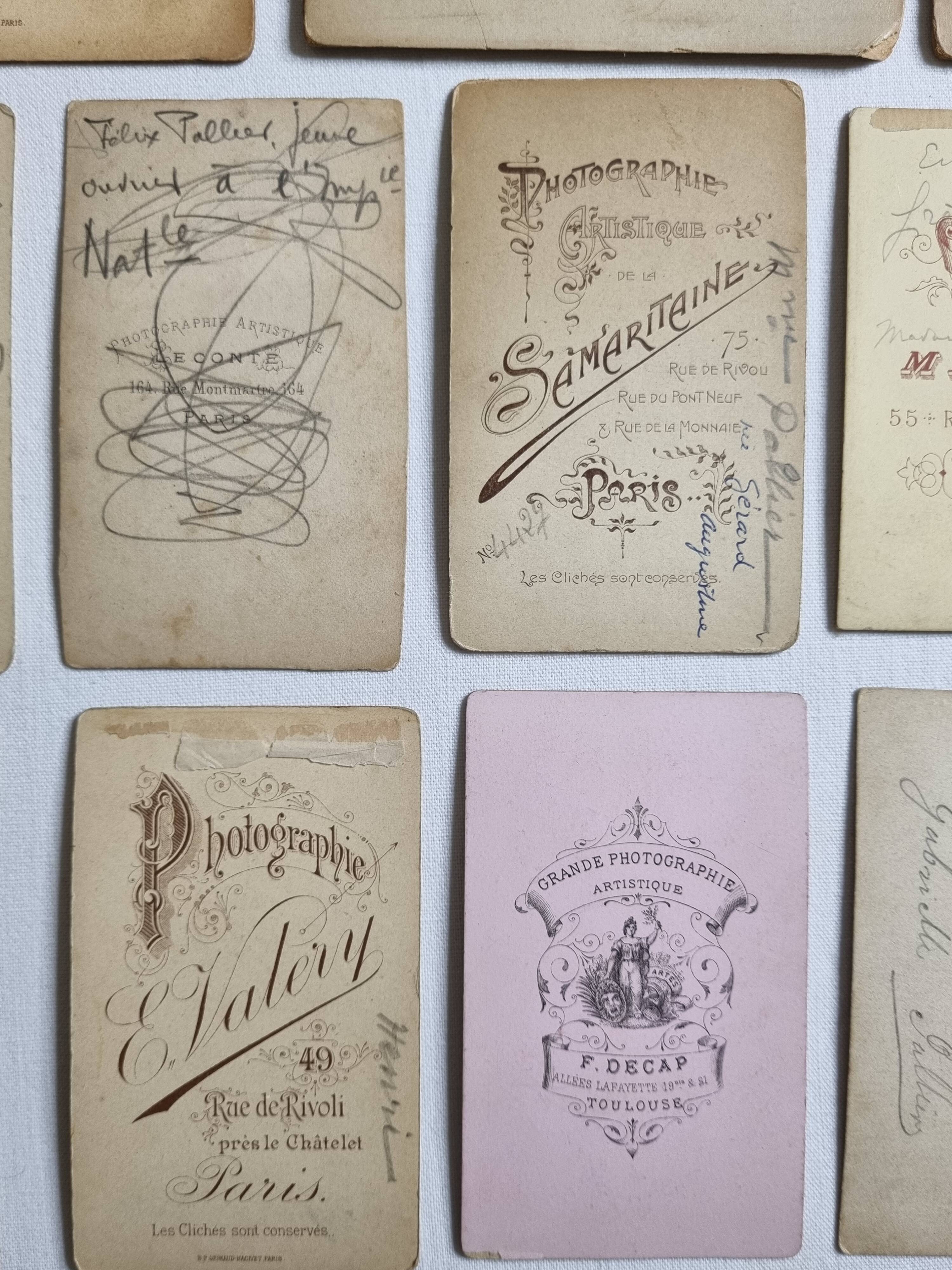 Set of 21 old photographic portraits from the end of the 19th century to the beginning of the 20th century