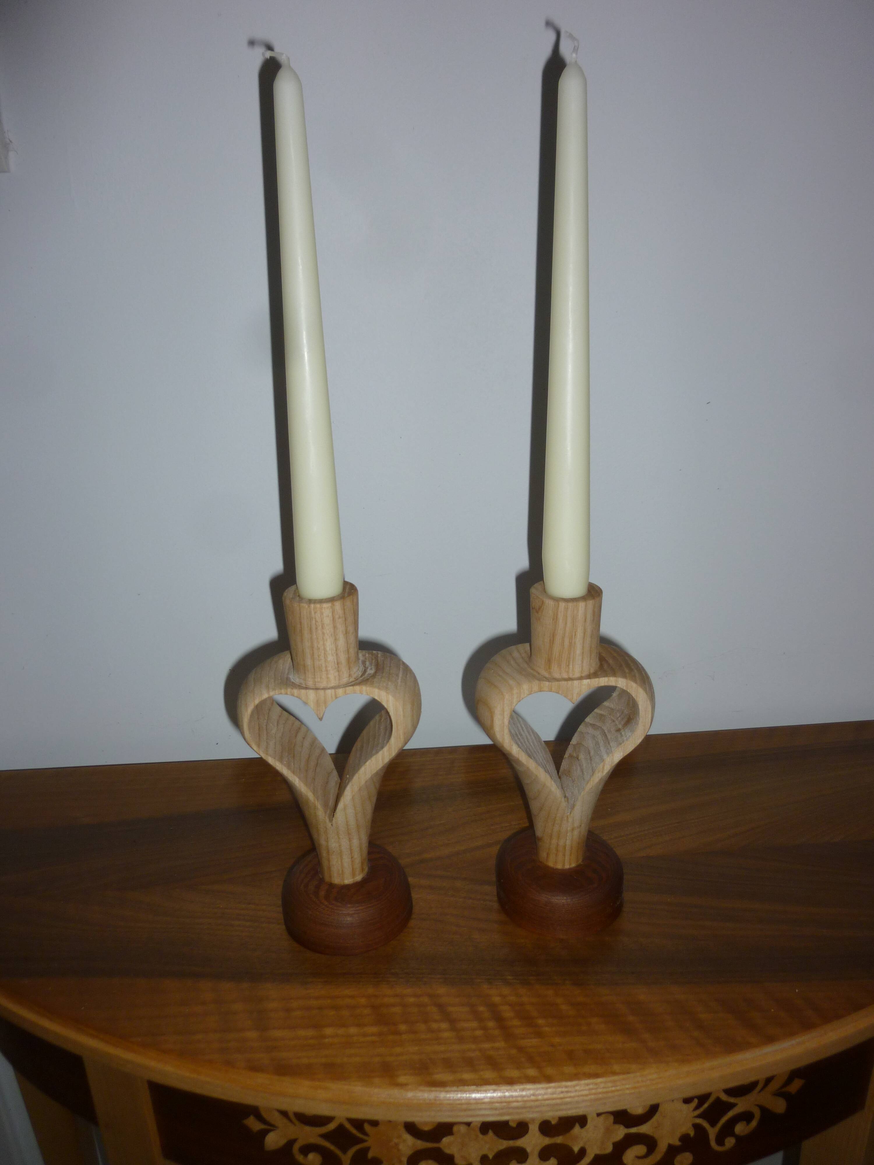 pair of heart candle holders