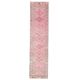 Vintage Turkish Oushak handmade wool cotton pink runner rug 82x346