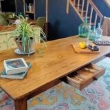 Large solid oak farmhouse table with two drawers 260 cm x 100 cm