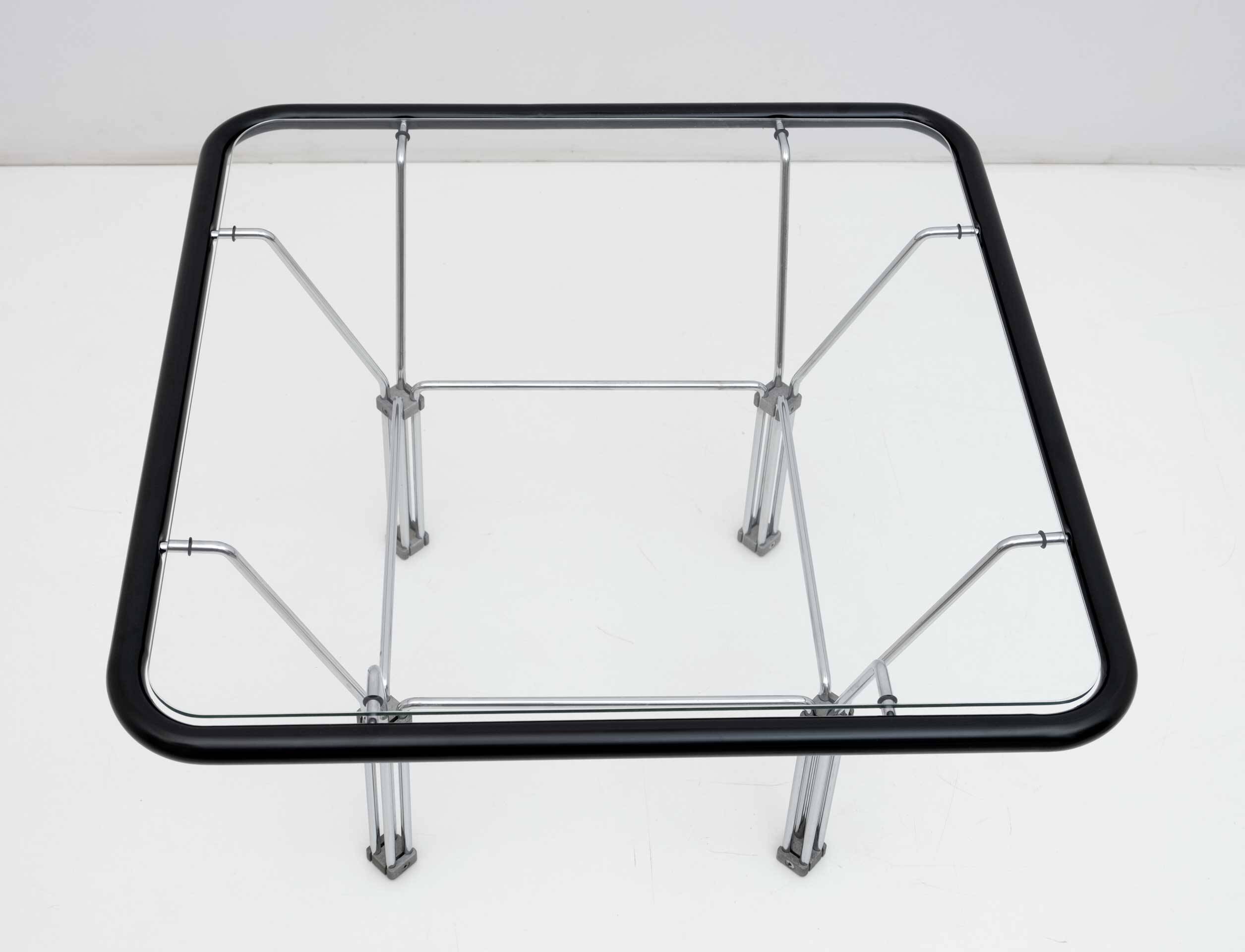 Attributed Niels Bendtsen Post Modern Crystal and Steel Coffee Table, 1970s