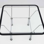 Table basse post-moderne en cristal et acier, attribuée à Niels Bendtsen, années 1970