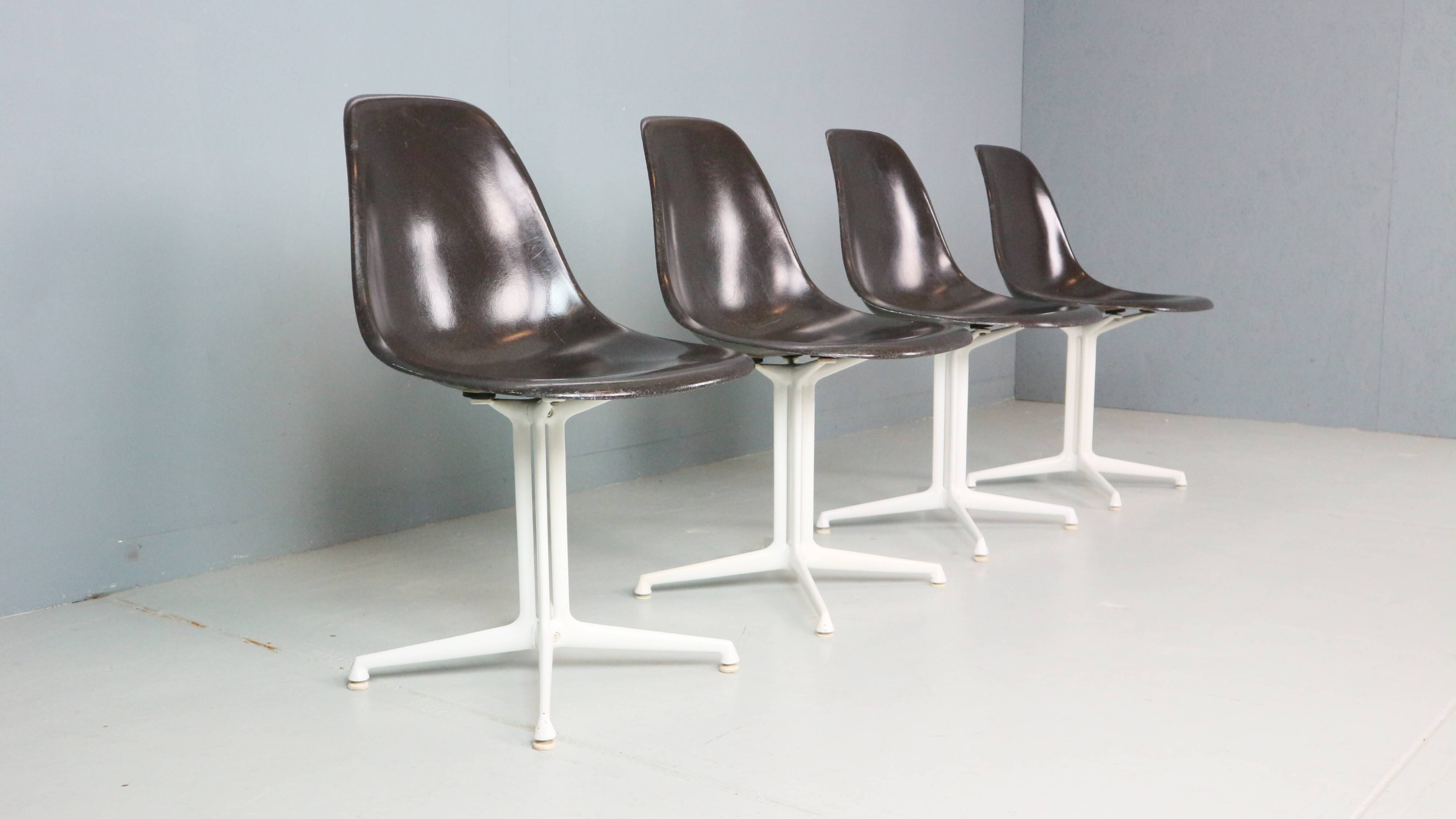 Charles & Ray Eames Set of 4 Off Black"La Fonda" Chairs for Herman Miller, 1960
