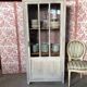 Small Parisian Art Deco glass cabinet with white patina - a timeless classic.