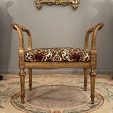 Banquette de piano en bois doré de style louis xvi epoque napoleon iii