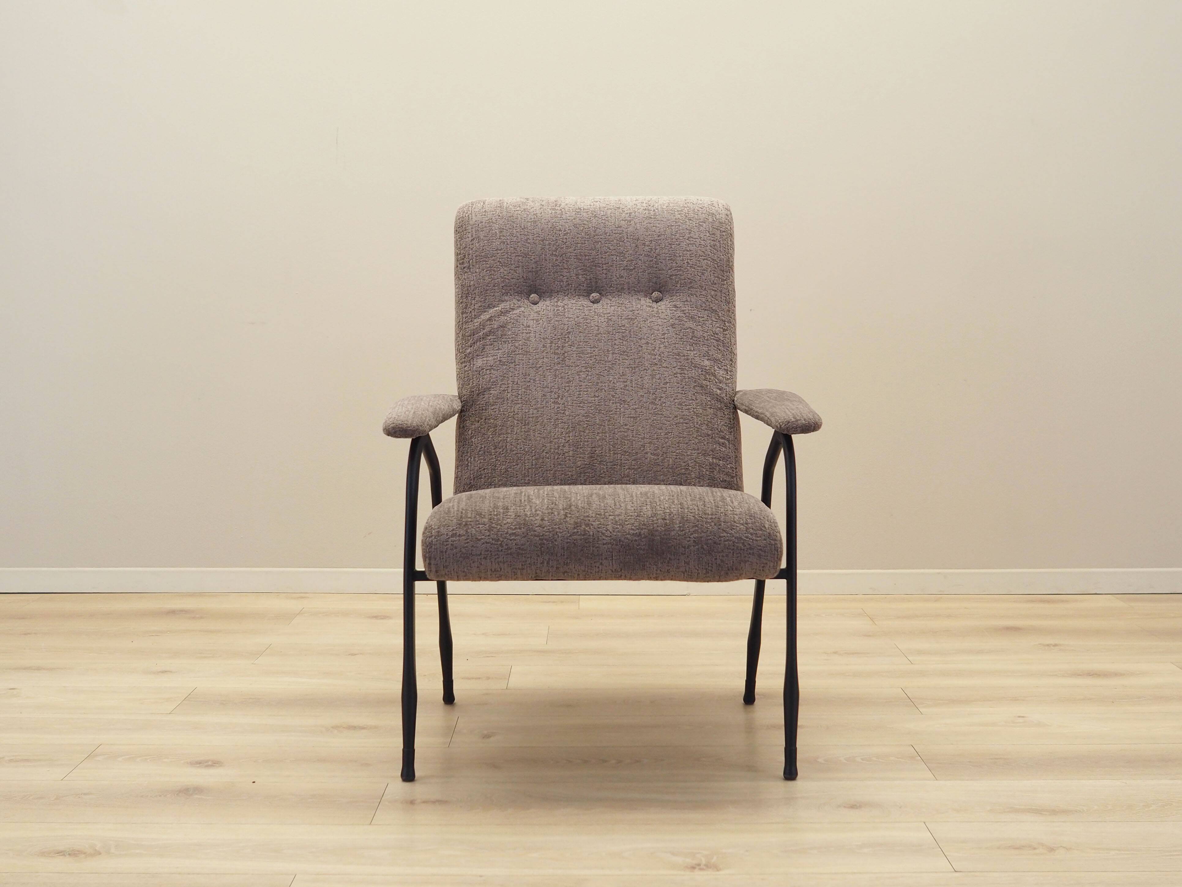 Grey armchair, Italian design, 1970s, production: Italy