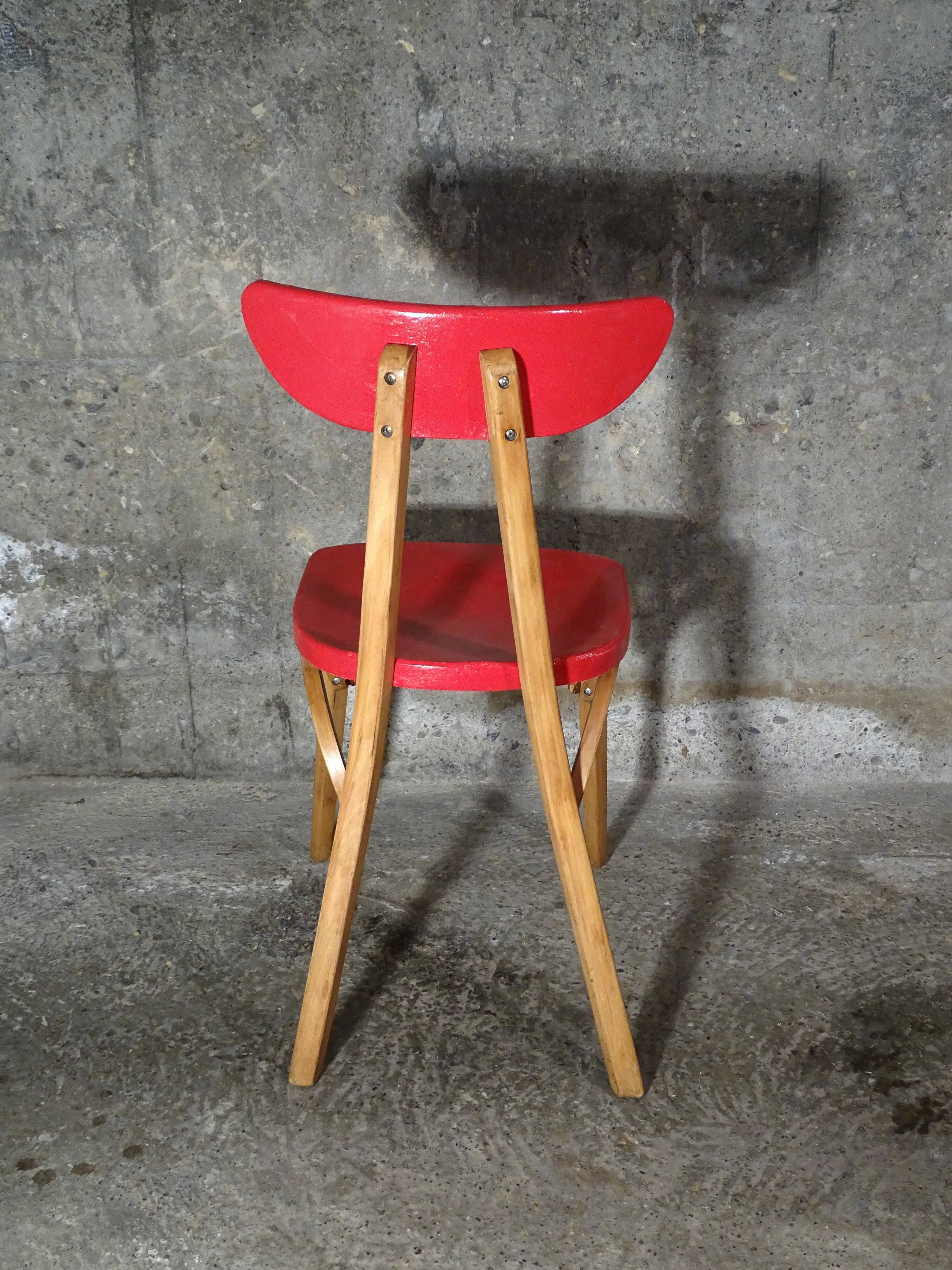Lot de 6 chaises bistrot vintage 1955 " banane"