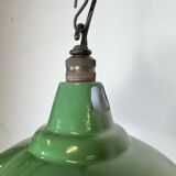 Industrial British Green Enamel Factory Pendant Lamp from Maxlume, 1960s