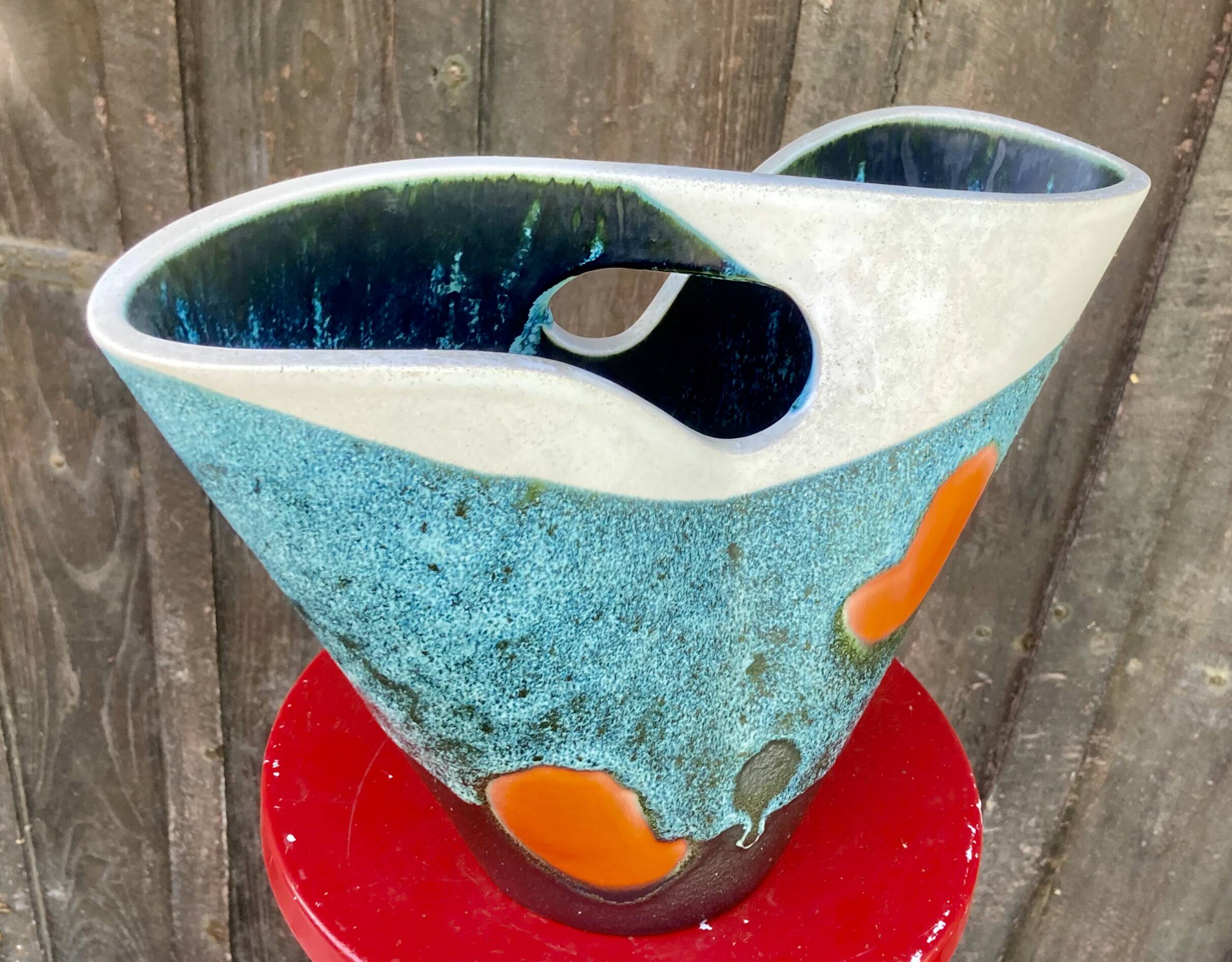 Modernist ceramic vase Elchinger, France vintage 1950 - 1960