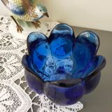 Cobalt blue molded glass vase shaped ball corolla vintage from the 60s