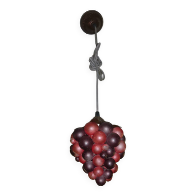 Suspension plafonnier grappe et feuilles de raisin en verre soufflé 20-30