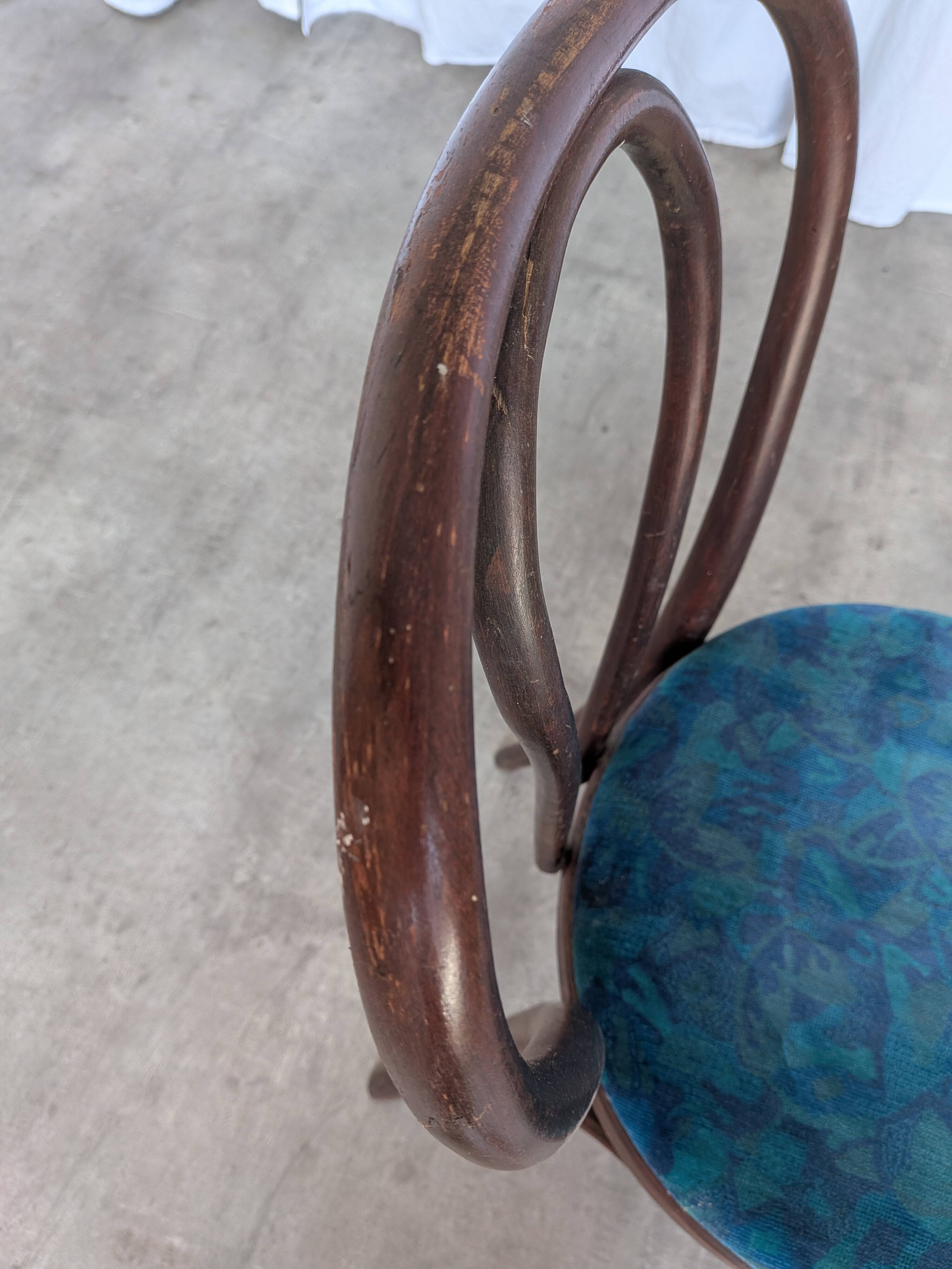 Vintage Bentwood Chair with Upholstered Seat / Thonet Style Dining Chair /
