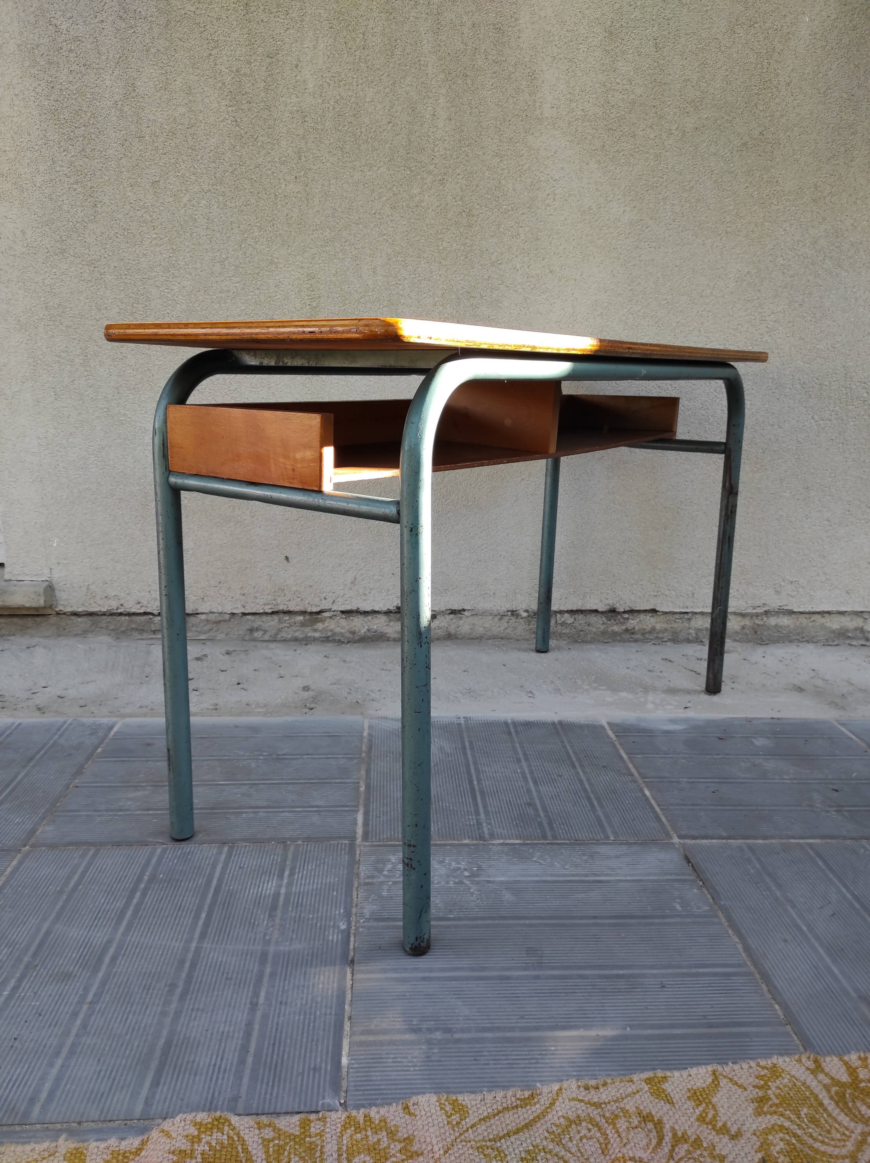 Hitler style 1960 double school desk with locker