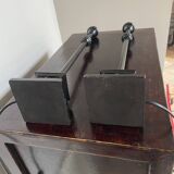 Pair of metal table lamps and shabby chic lampshade