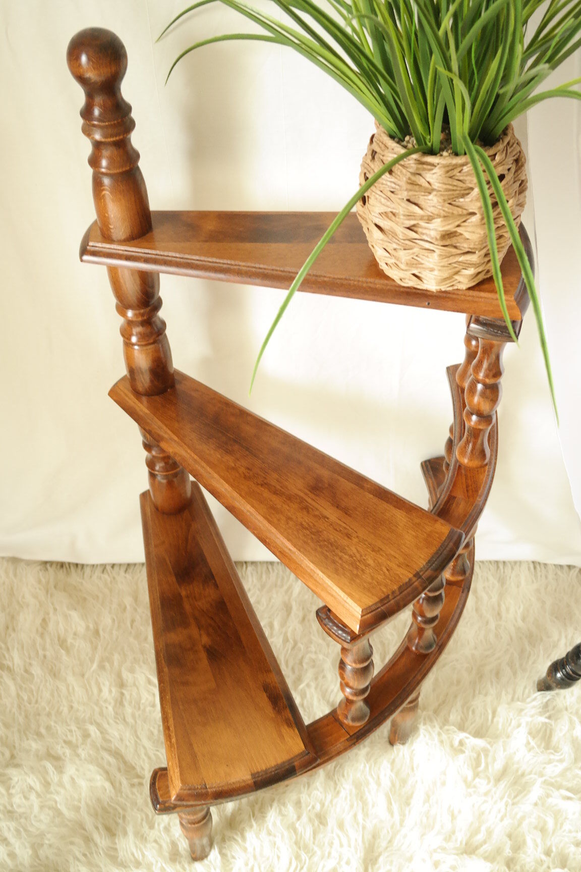 Vintage Beech Library Staircase Shelf