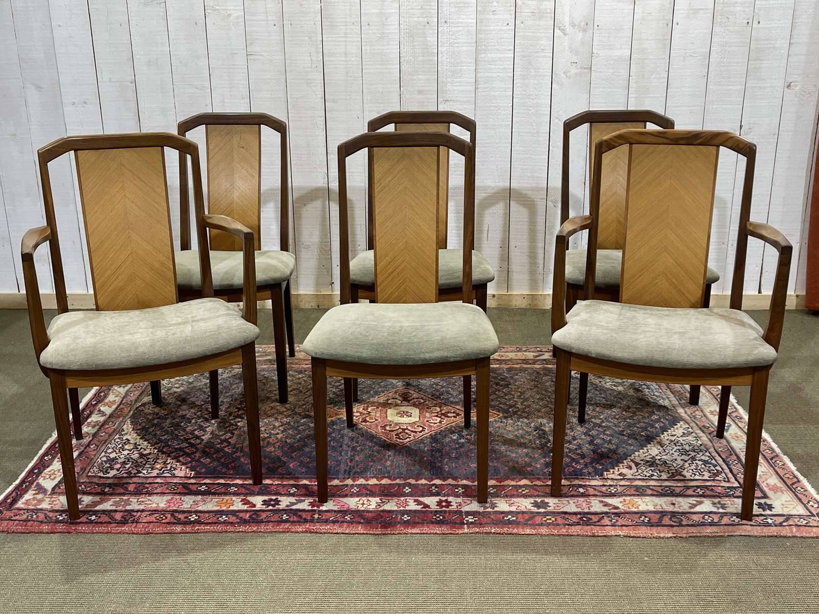 Set of 4 chairs and 2 armchairs by GPlan in teak from the 1970s