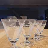 4 antique engraved glass glasses