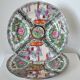 2 Chinese plates polychrome porcelain and gold Canton XXth