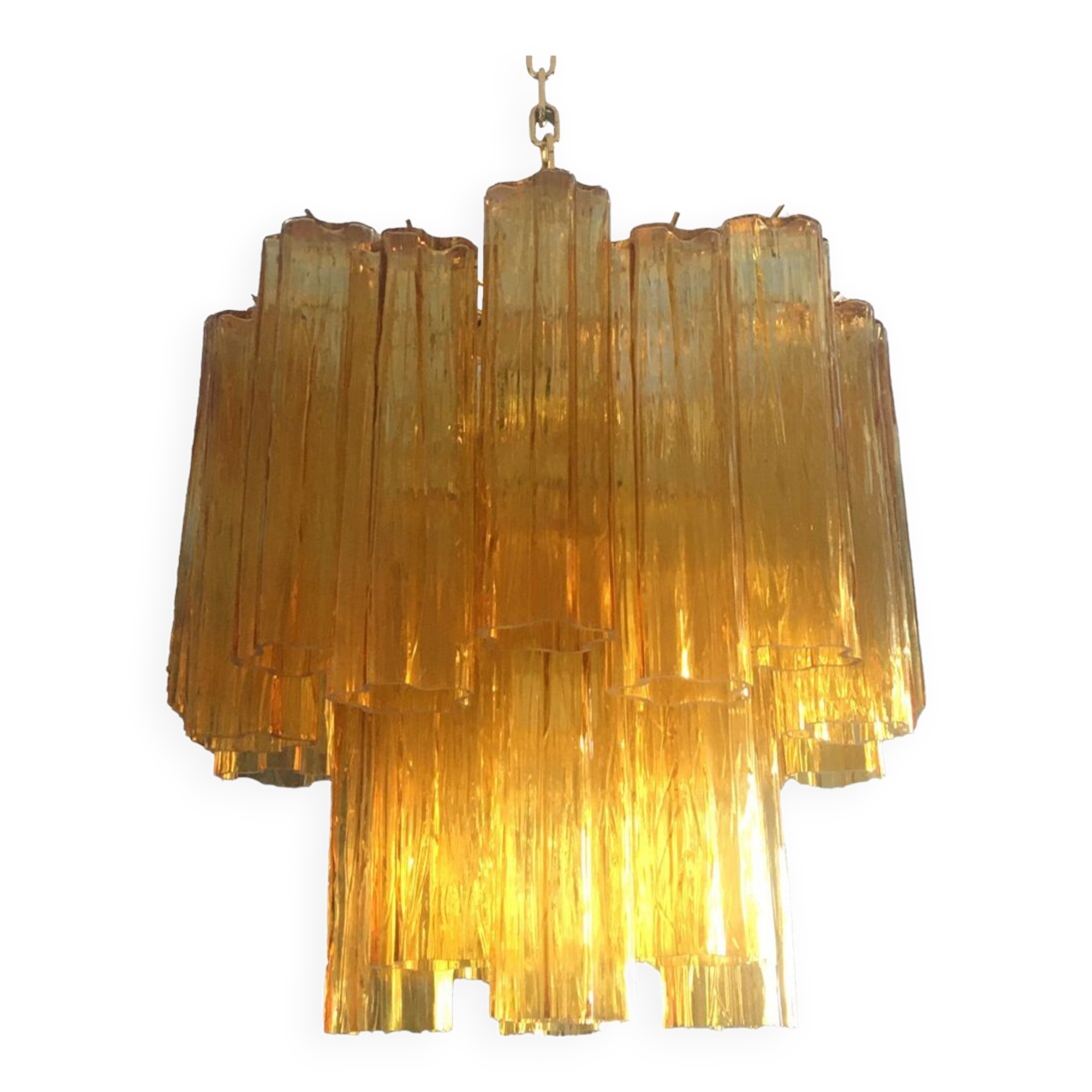 Lustre en verre de murano ambre « tronchi » d50