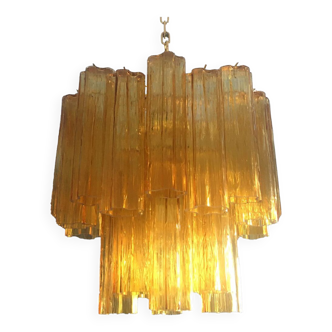 Amber “tronchi” murano glass chandelier d50
