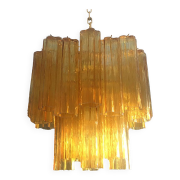Amber “tronchi” murano glass chandelier d50