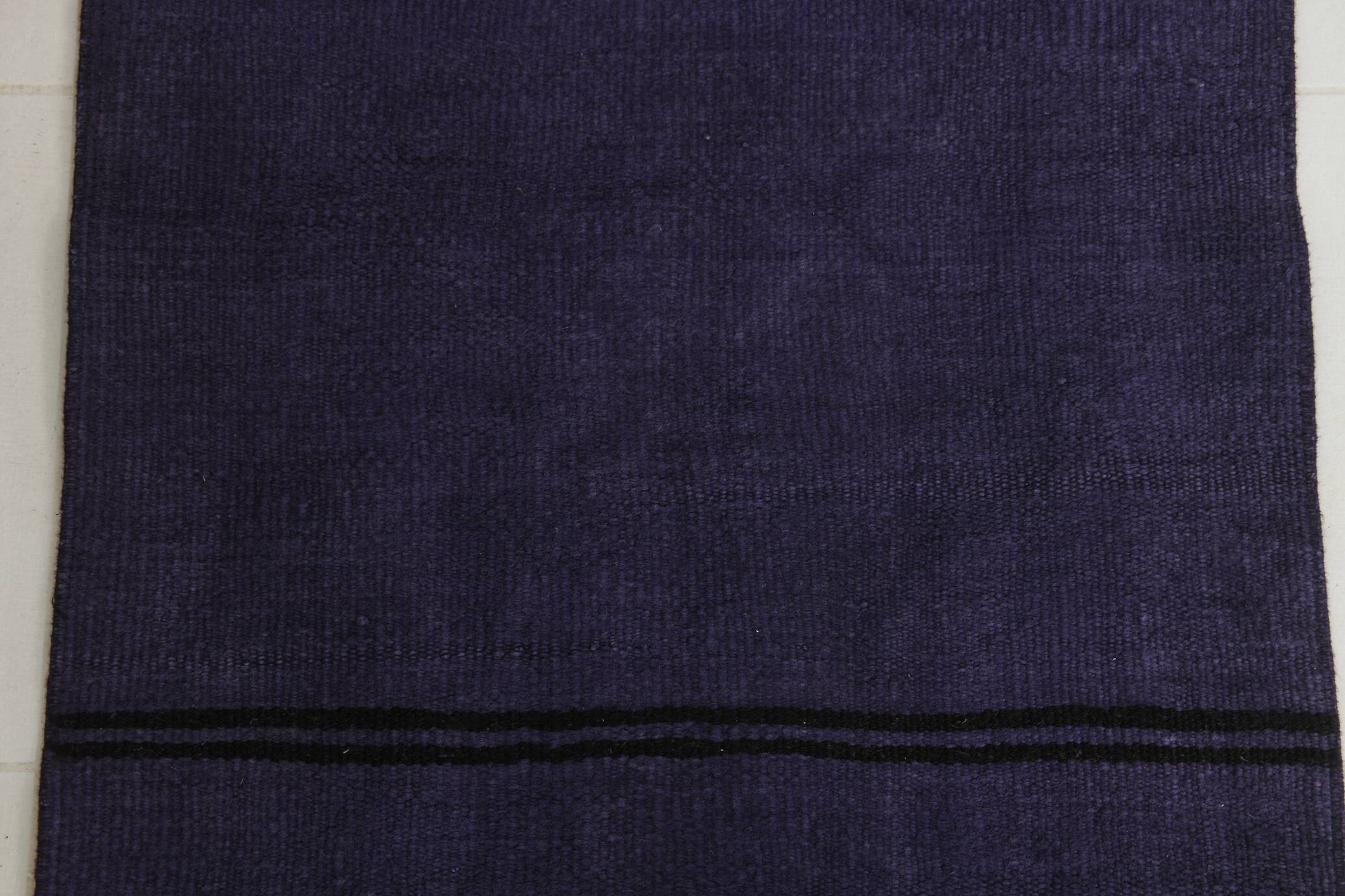 Purple Black Turkish Vintage Runner Rug, 74x346Cm