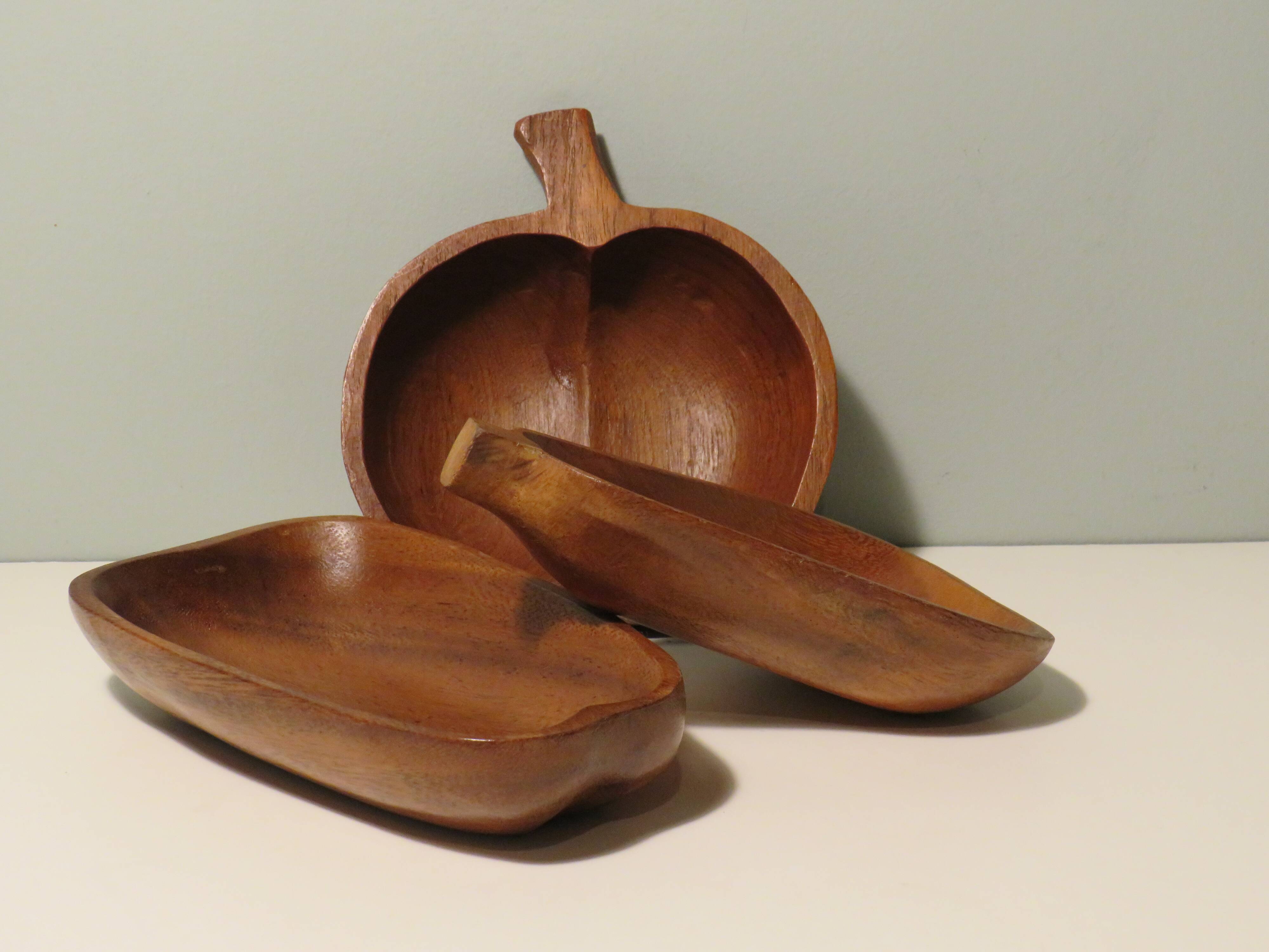Set of 3 teak bowls from the 1970s