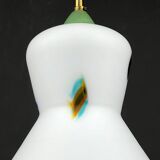 Mid-century Murano opaline glass pendant lamp by Stilnovo, 1950s.