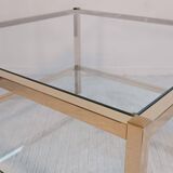 Italian 1970'S coffee table in brass and glass with 2 trays