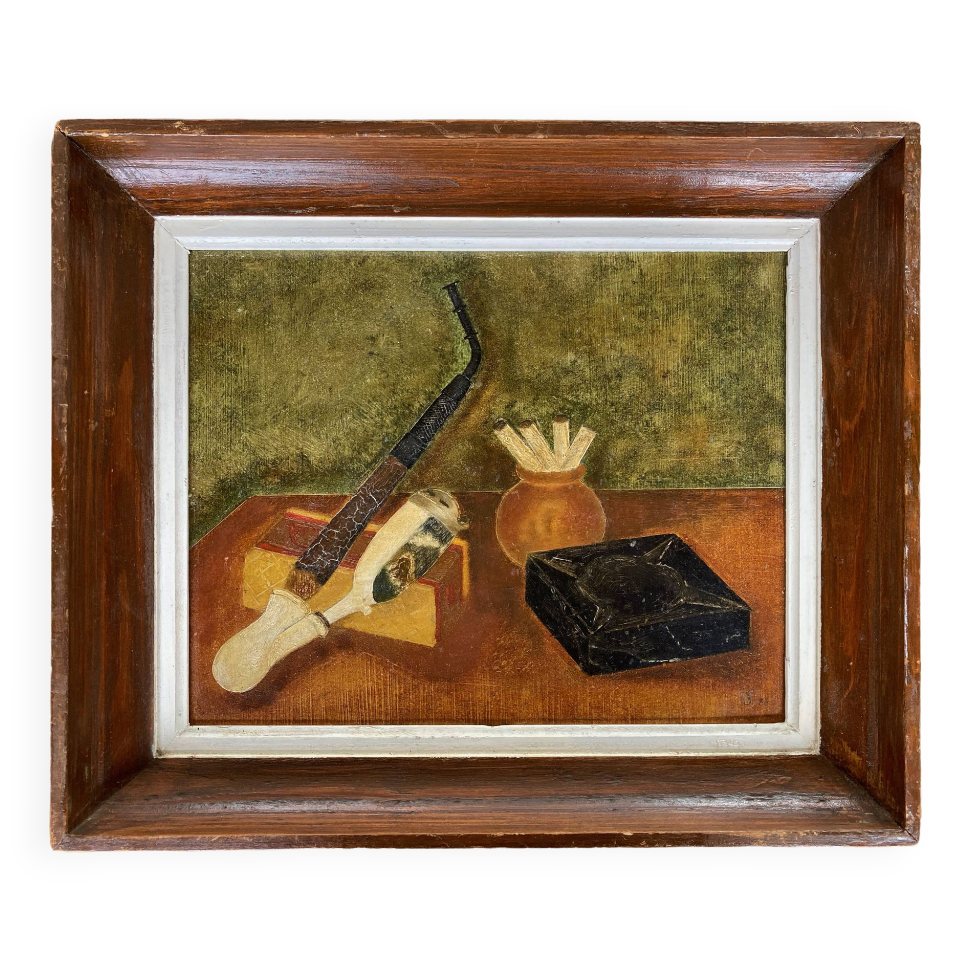 Oil on hardboard, signed still life, 1955