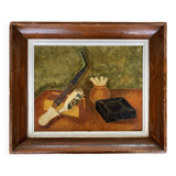 Oil on hardboard, signed still life, 1955
