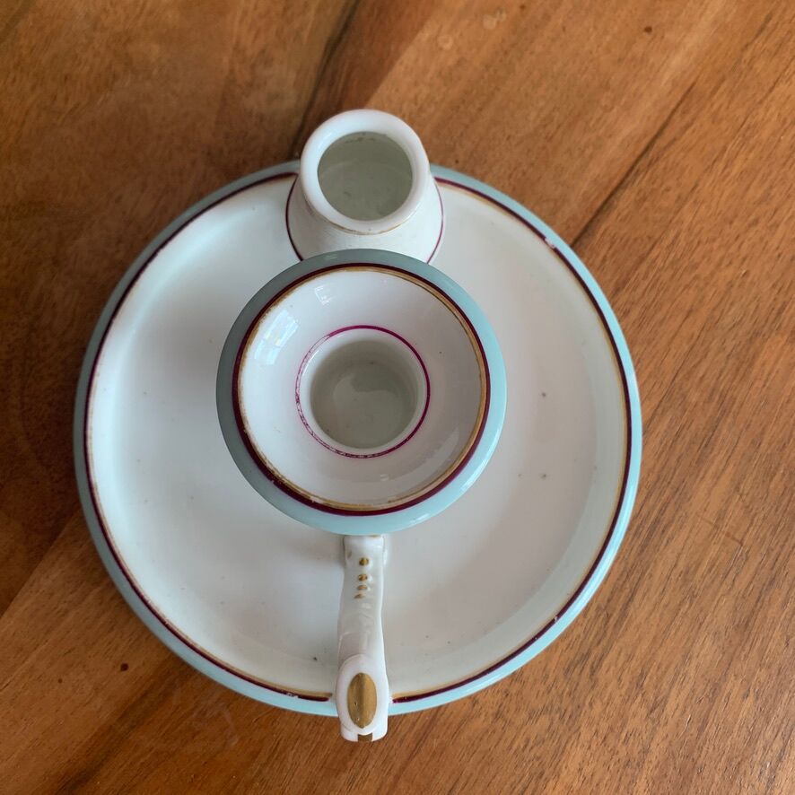 Pyrogenic porcelain candlestick