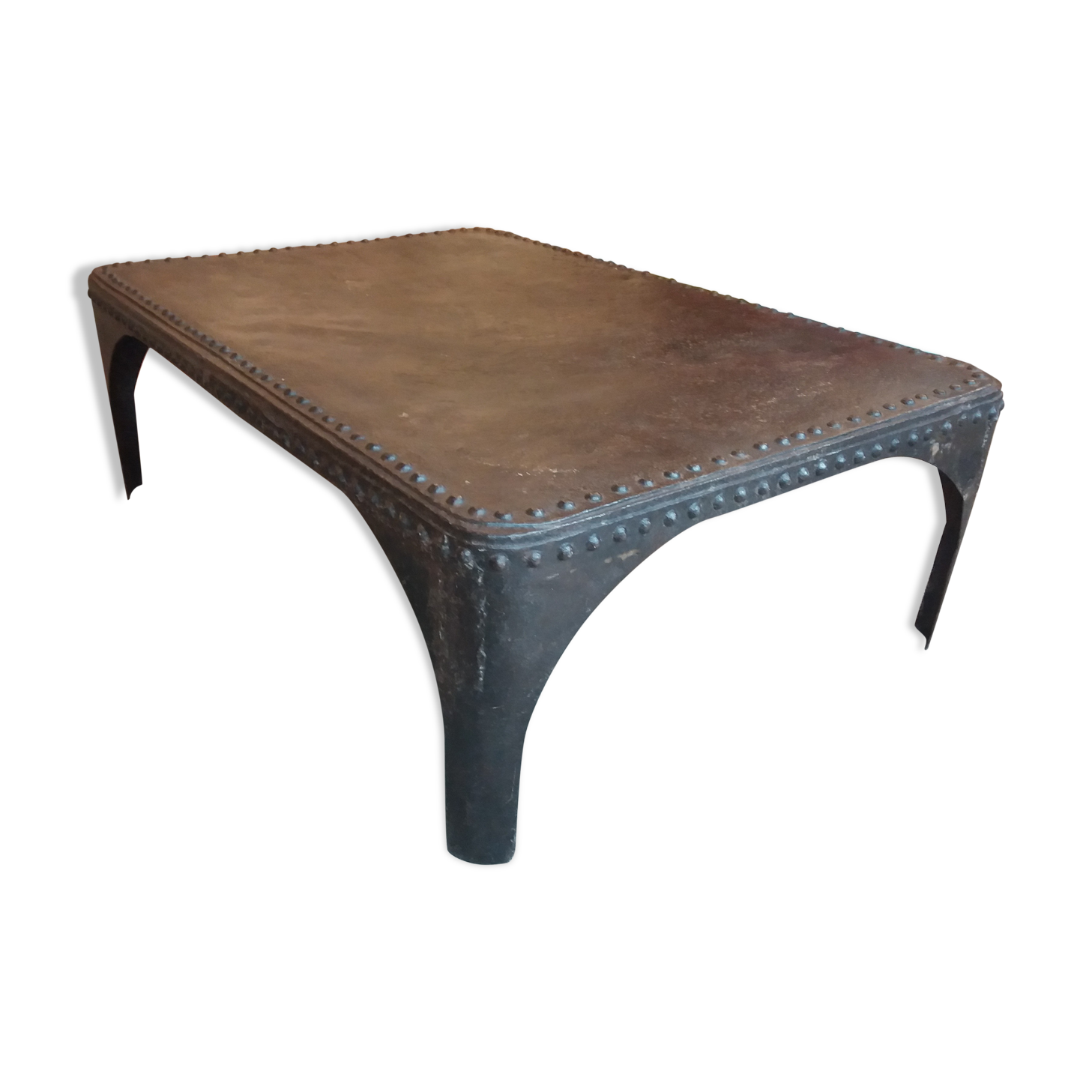 Riveted iron coffee table.