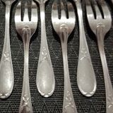 10 cake forks silver metal Ercuis model lauriers dessert forks