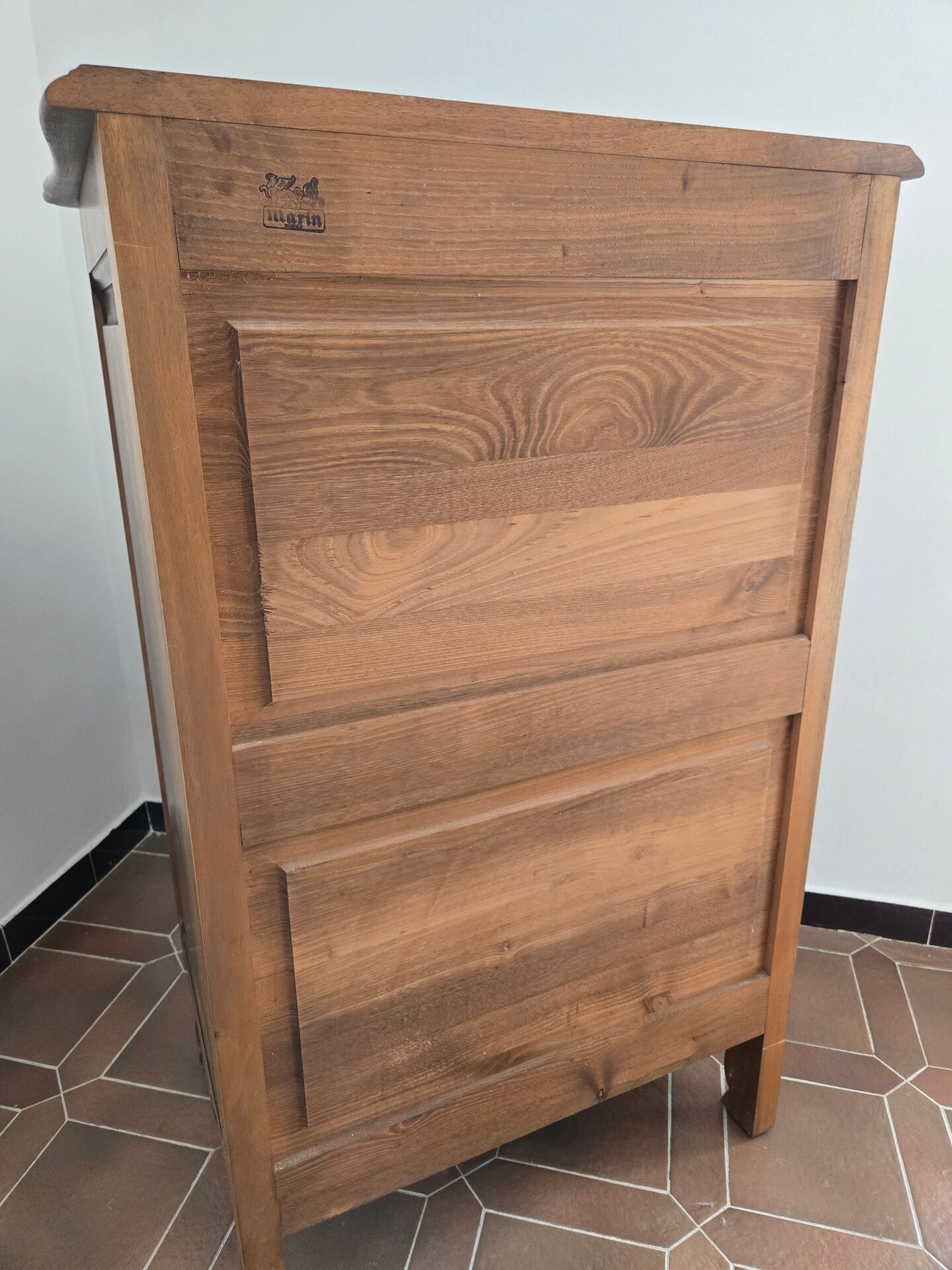 Antique chest of drawers with 5 solid wood drawers (Louis XV style)
