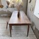 Table de ferme chêne pieds fuseaux 1950