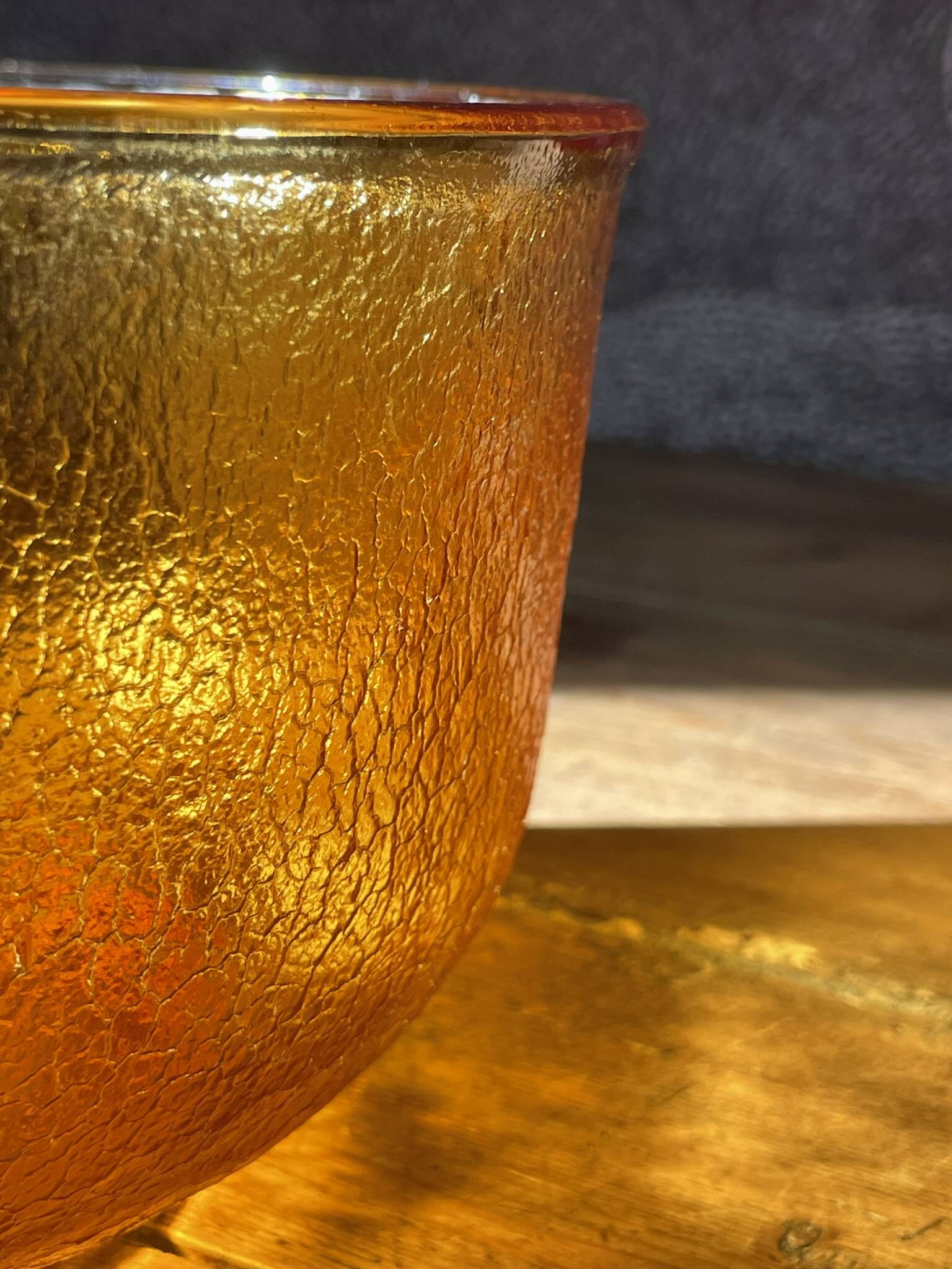 Amber glass salad bowl