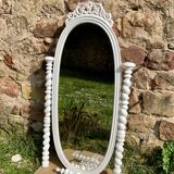 Late 19th century Portuguese wooden mirror, Bilros style - Rare