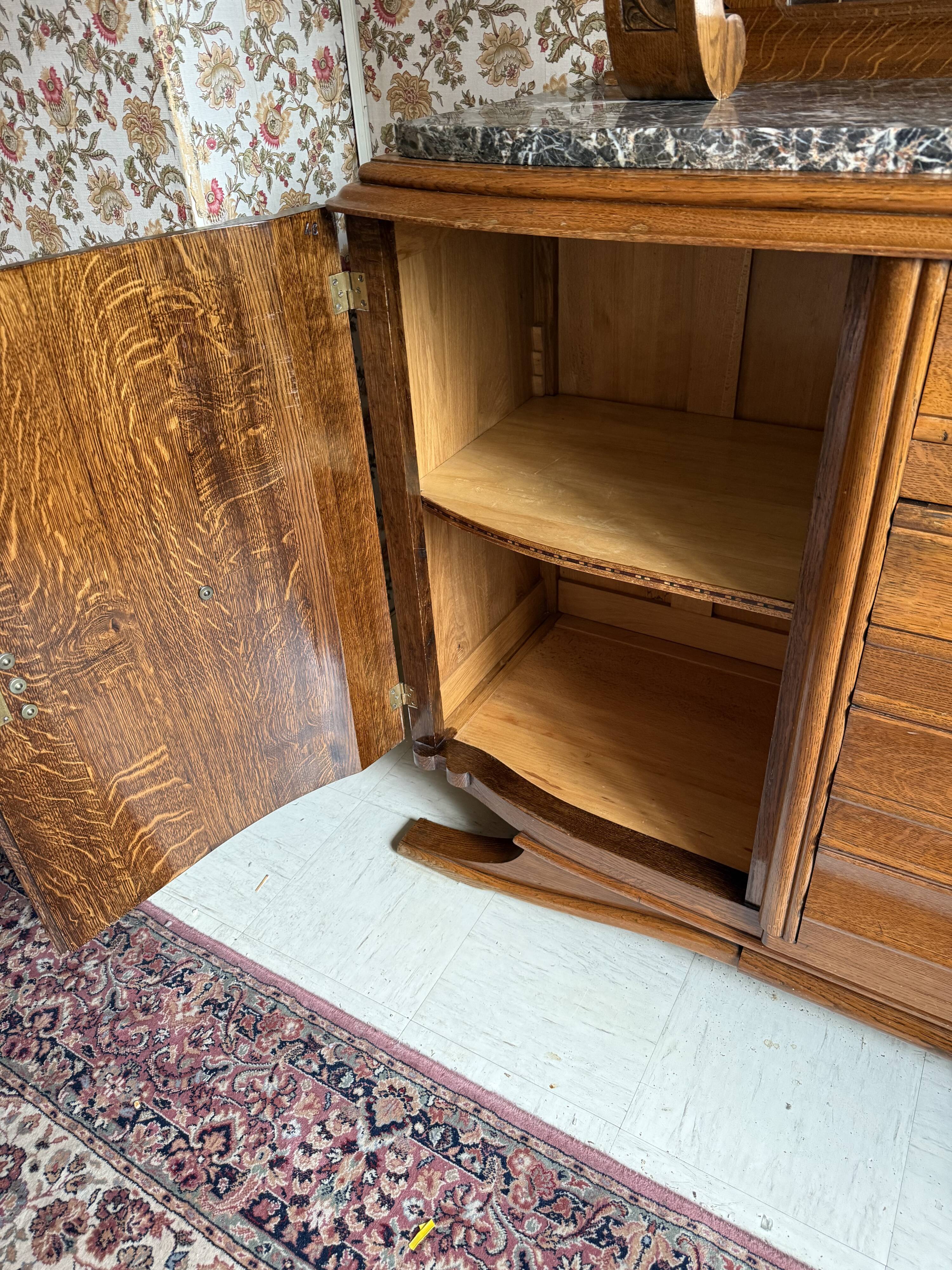 Buffet sideboard solid wood marble stone