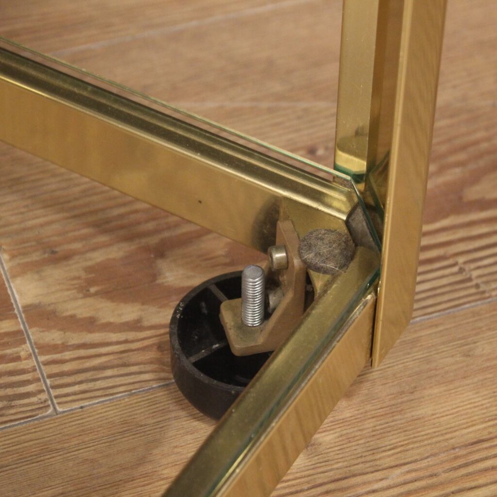 Design coffee table in golden metal from the 80s